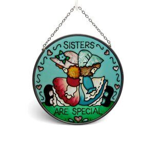 Sisters Are Special by Joan Baker Stained Glass Round Hanging